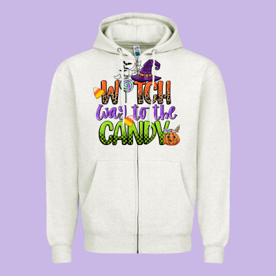 Witch Way To The Candy Zipper Hoodie Designed By Cowgirlartshop