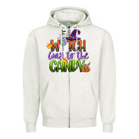 Oatmeal Heather witch way to the candy Zipper Hoodie - CowGirlArtShop