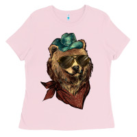 Bubblegum Pink bear cowboy Ladies Tee - NancyCooperArtShop