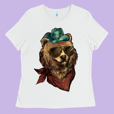 Bear Cowboy Ladies Tee Designed By Nancycooperartshop