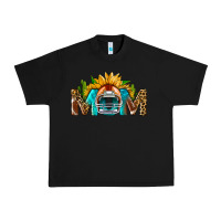 Black Football Mom Sunflower Leopard Urban Heavy Tee - BundleAndBundleShop