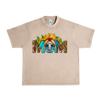French Oak Football Mom Sunflower Leopard Urban Heavy Tee - BundleAndBundleShop
