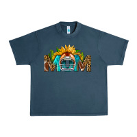 Midnight Navy Football Mom Sunflower Leopard Urban Heavy Tee - BundleAndBundleShop