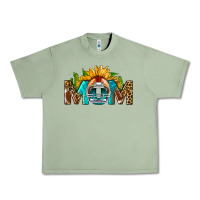 Oil Green Football Mom Sunflower Leopard Urban Heavy Tee - BundleAndBundleShop