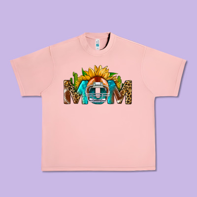 Football Mom Sunflower Leopard Urban Heavy Tee Designed By Bundleandbundleshop