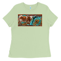 Matcha texas longhorn with aztec tiger and  leopard Ladies Tee - RanaPortraitStore