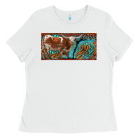 White texas longhorn with aztec tiger and  leopard Ladies Tee - RanaPortraitStore