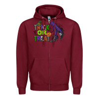 Burgundy trick or treat Zipper Hoodie - CowGirlArtShop