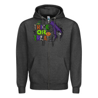 Charcoal Heather trick or treat Zipper Hoodie - CowGirlArtShop