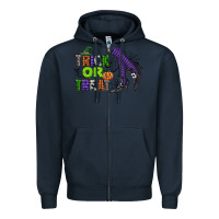 Navy trick or treat Zipper Hoodie - CowGirlArtShop