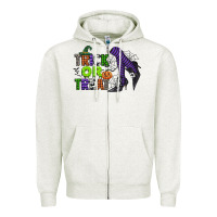 Oatmeal Heather trick or treat Zipper Hoodie - CowGirlArtShop