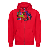 Red trick or treat Zipper Hoodie - CowGirlArtShop