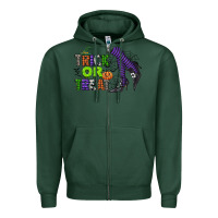 Sports Green trick or treat Zipper Hoodie - CowGirlArtShop
