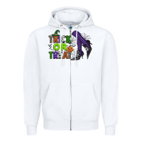 White trick or treat Zipper Hoodie - CowGirlArtShop