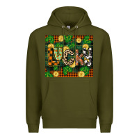 Army Green st patricks day lucky clover and coins Premium Hoodie - CowGirlArtShop