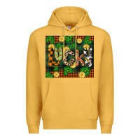 Mustard st patricks day lucky clover and coins Premium Hoodie - CowGirlArtShop