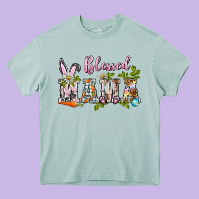 Blessed Mama Easter Heavy Core Tee Designed By Barkaloodesign