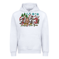 White 2023 Happy New Year Urban Hoodie - CowhideDigitalArt