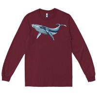 Burgundy humpback whale Long Sleeve Tee - BarkalooDesign