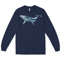 Navy humpback whale Long Sleeve Tee - BarkalooDesign