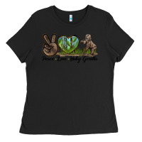 Black Peace Love Baby Gorilla Ladies Tee - LillyAllenDesigns