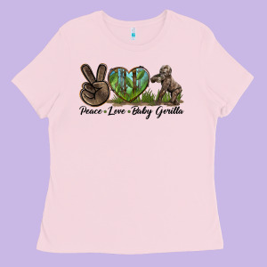 Peace Love Baby Gorilla Ladies Tee Designed By Lillyallendesigns