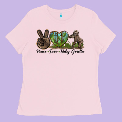 Peace Love Baby Gorilla Ladies Tee Designed By Lillyallendesigns