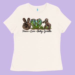 Peace Love Baby Gorilla Ladies Tee Designed By Lillyallendesigns