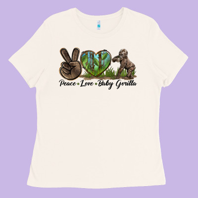 Peace Love Baby Gorilla Ladies Tee Designed By Lillyallendesigns