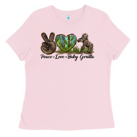 Bubblegum Pink Peace Love Baby Gorilla Ladies Tee - LillyAllenDesigns