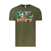 Vintage Olive love christmas cow Vintage Tee - MaliasSmallBusiness