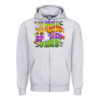 Heather Grey thick thighs and spooky vibes Zipper Hoodie - CowGirlArtShop