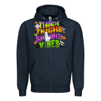 Navy thick thighs and spooky vibes Zipper Hoodie - CowGirlArtShop