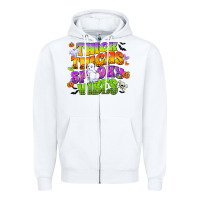 Thick Thighs And Spooky Vibes Zipper Hoodie | Teevron