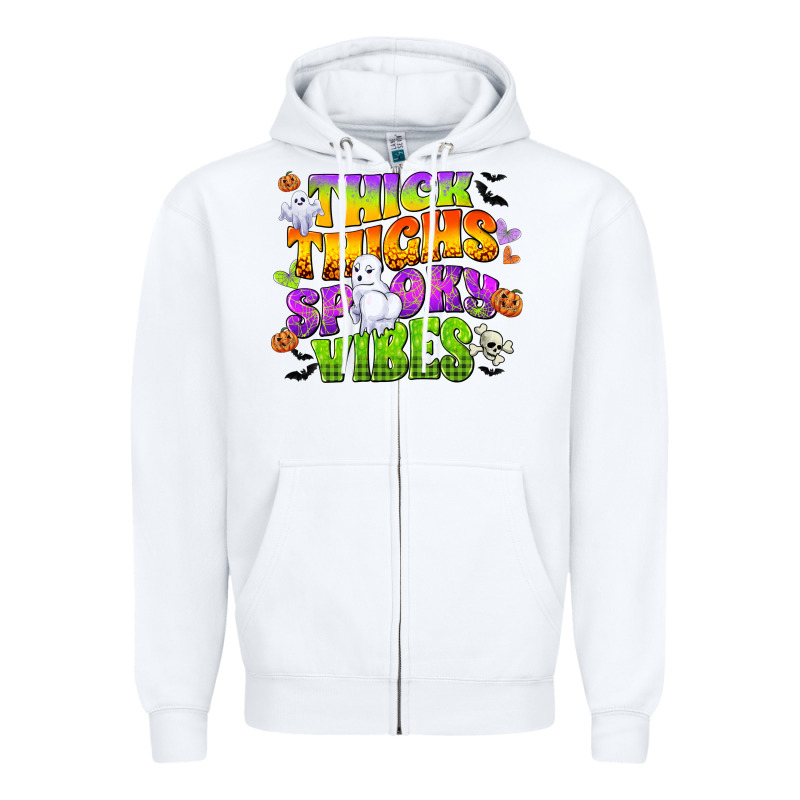 Thick Thighs And Spooky Vibes Zipper Hoodie by CowGirlArtShop | Teevron