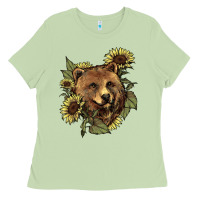 Matcha bear head sunflowers Ladies Tee - NancyCooperArtShop