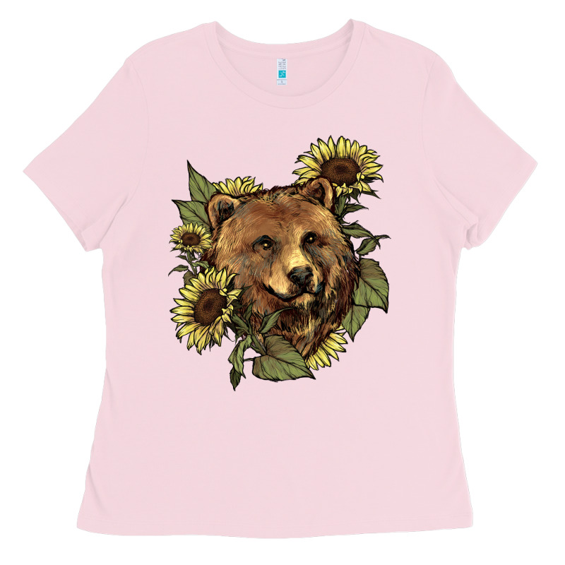 Bear Head Sunflowers Ladies Tee by NancyCooperArtShop | Teevron