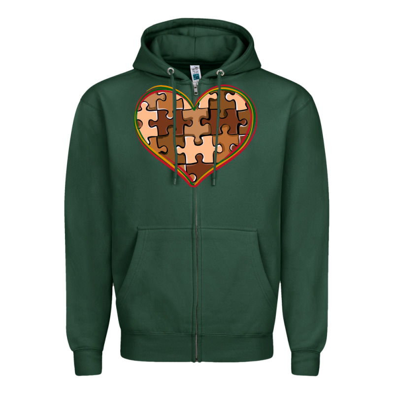 Melanin Skin Tone Heart Black History Zipper Hoodie by CowGirlArtShop | Teevron
