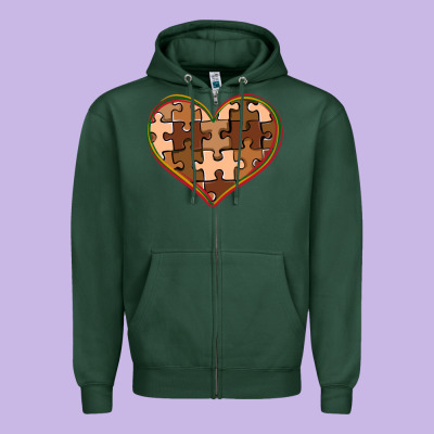 Melanin Skin Tone Heart Black History Zipper Hoodie Designed By Cowgirlartshop