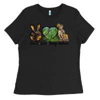Black Peace Love Baby Baboon Ladies Tee - LillyAllenDesigns