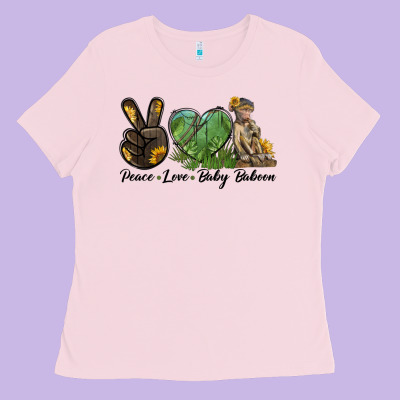 Peace Love Baby Baboon Ladies Tee Designed By Lillyallendesigns