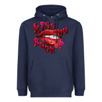 Navy Kiss me back Valentine's Day Heavyweight Hoodie - FaDigitalArtStudio