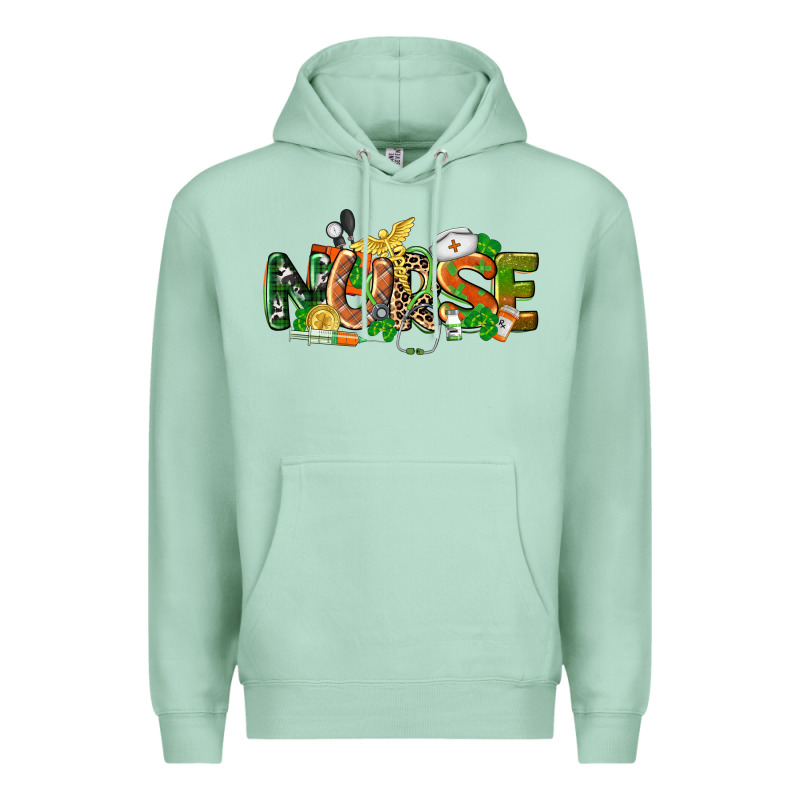 St. Patrick's Day Nurse Premium Hoodie by CowGirlArtShop | Teevron