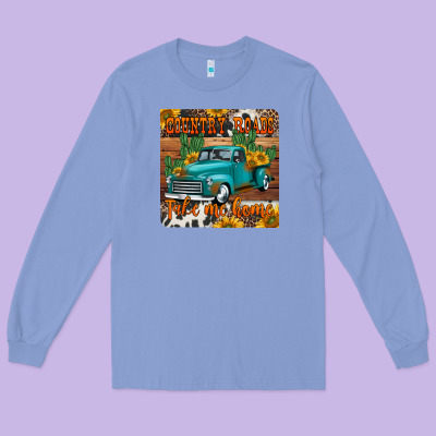 Country Roads Take Me Home Truck Coaster Long Sleeve Tee Designed By Jasminsmagicworld
