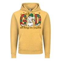 Vintage Mustard With God all things are possible with snowman Vintage Hoodie - NancyCooperArtShop