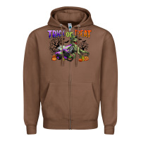 Chestnut trick or treat with monster truck and t rex Zipper Hoodie - CowGirlArtShop