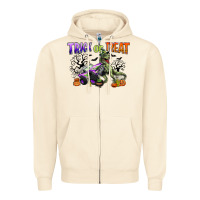 Trick Or Treat With Monster Truck And T Rex Zipper Hoodie | Teevron