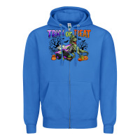 True Royal trick or treat with monster truck and t rex Zipper Hoodie - CowGirlArtShop