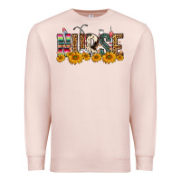 Pale Pink Western Nurse Sunflower Premium Sweatshirt - FaDigitalArtStudio