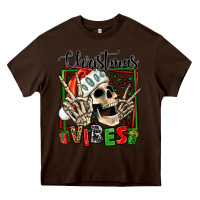 Chocolate Brown christmas vibes skeleton Heavy Core Tee - Jasminsmagicworld